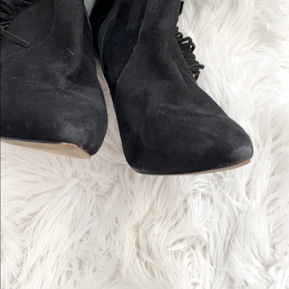 Black leather & suede high heel boots - Picture 8 of 9